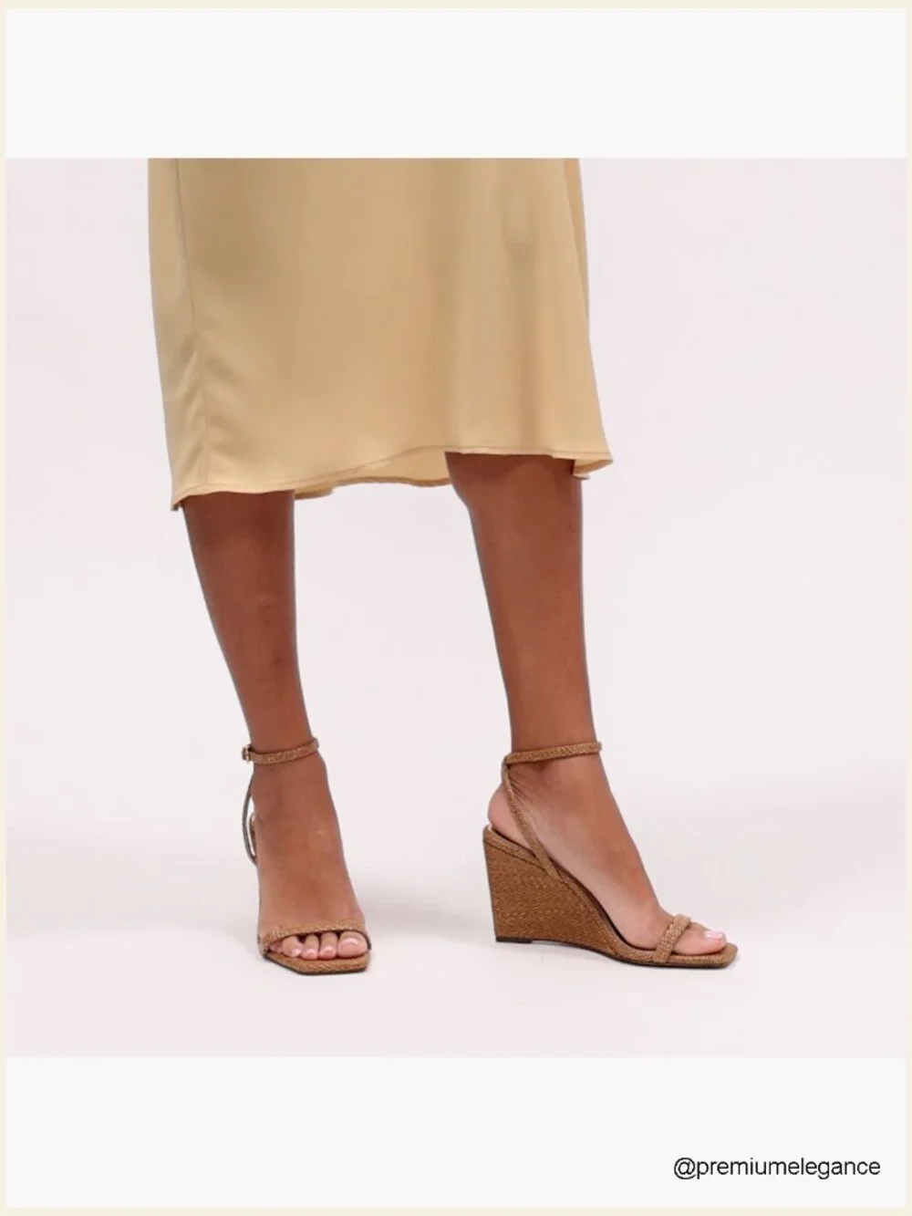 Ankle Strap Wedge Sandals - Faux Leather Open Toe